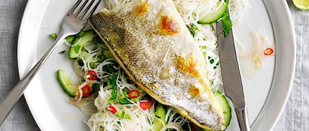 Sea bass languished in the culinary depths until fairly recently when professionals rediscovered its sweet, textured flesh and gleaming, silvery skin. It’s since become a fashionable fish to serve in restaurants, regarded as a delicacy. Smart dinner parties have followed suit and now supermarkets sell it alongside the ubiquitous salmon and haddock.