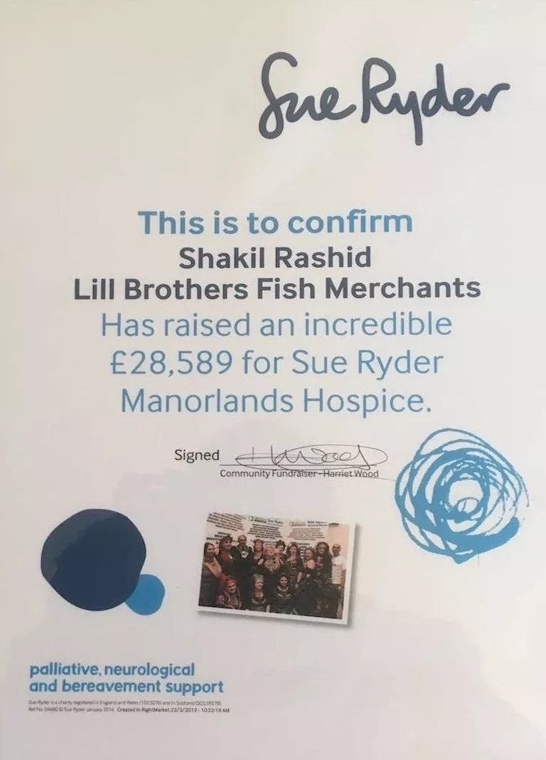 Sue Ryder 2018 Thank you to all the supporters that raised funds through Lill Brothers